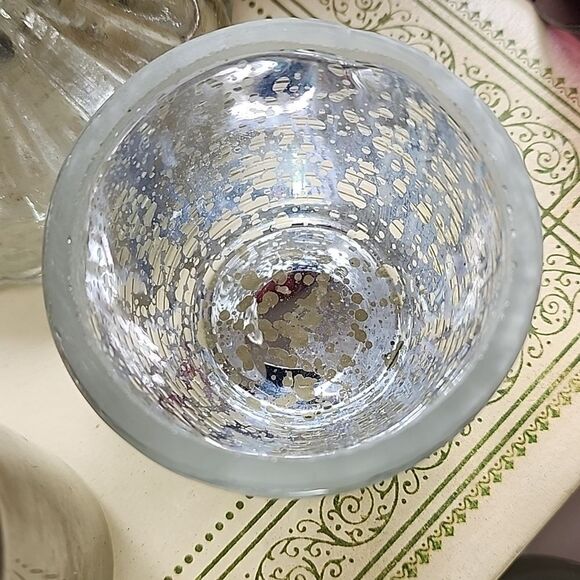 Set Of 5 Party Ready Mercury Glass Candleholders Different Heights Textures #6F - Picture 8 of 12